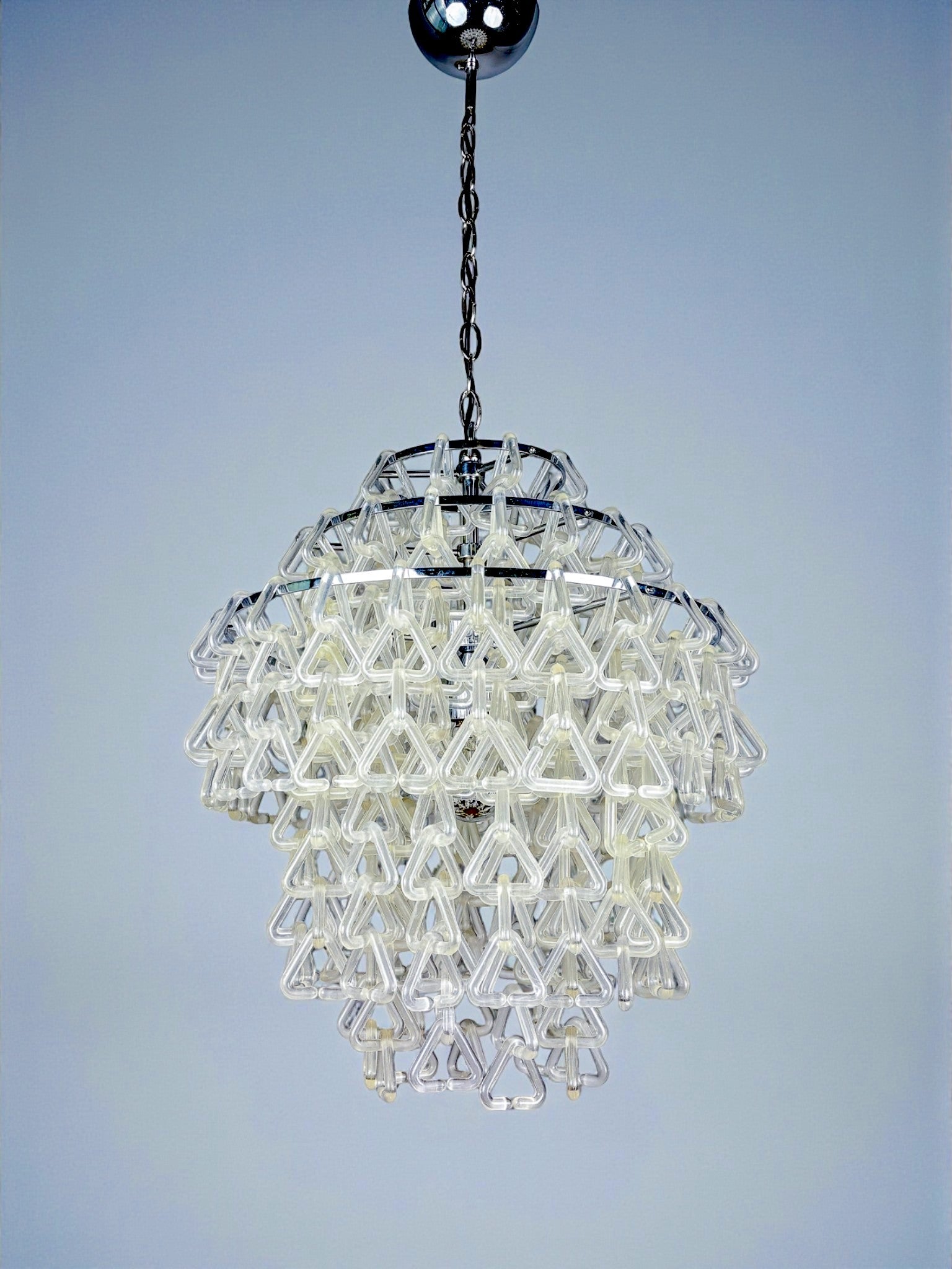 Space-Age Lucite Triangular Cascade Chandelier, Italy 1970s