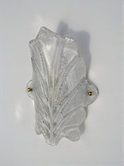 Italian "Leaf" Frosted Murano glass wall sconce, Circa 1970's