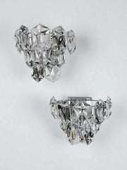 Pair of Kinkeldey 2-Tier Cut Crystal Wall Sconce, Germany, Circa 1970s