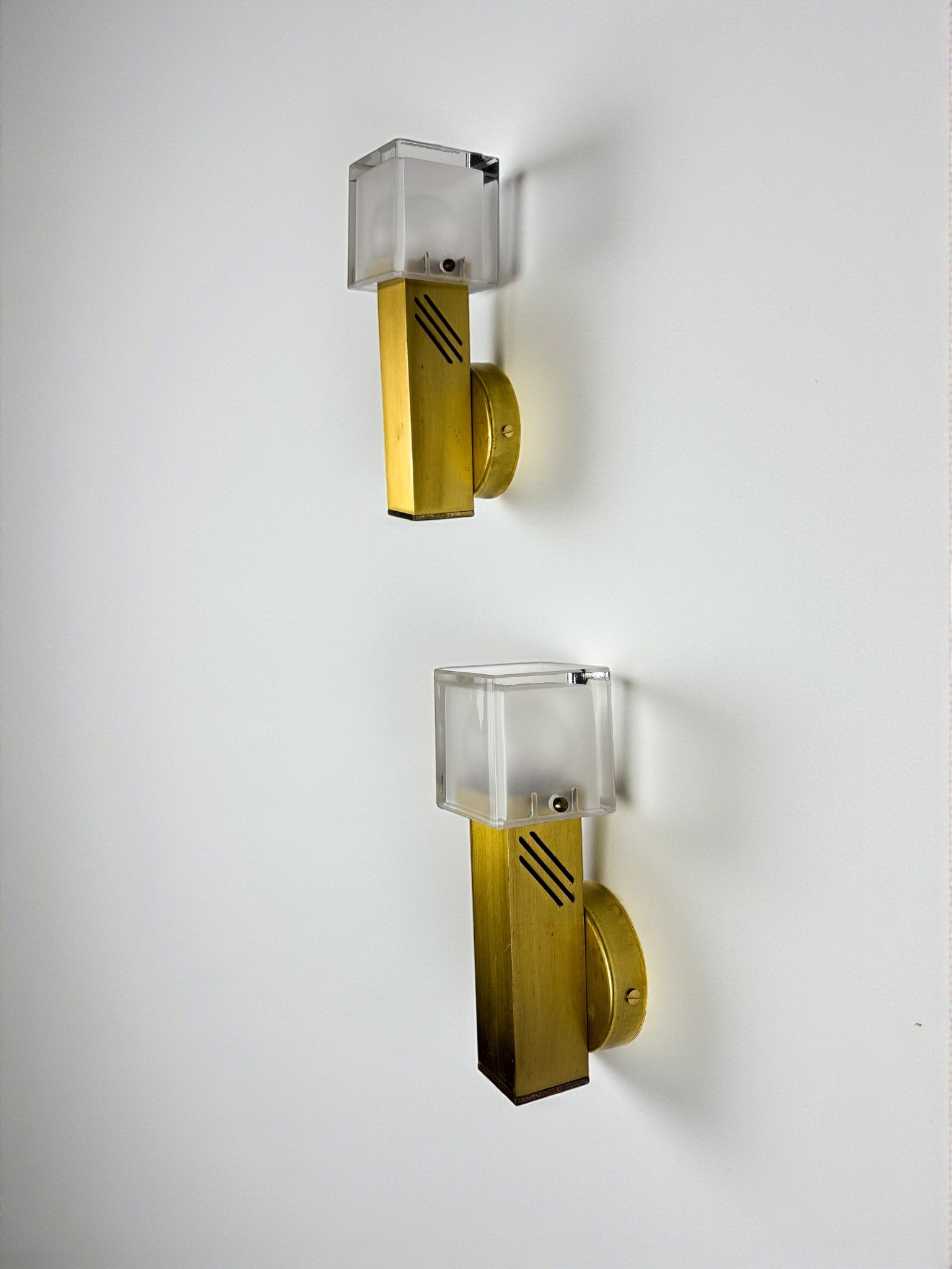 Pair of Cubic Murano Glass Wall Lights by Gaetano Sciolari, Italy 1970s