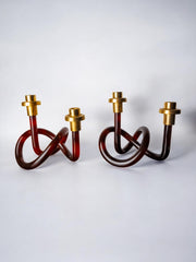 Pair of pretzel candlesticks by Dorothy Thorpe in lucite, 1970