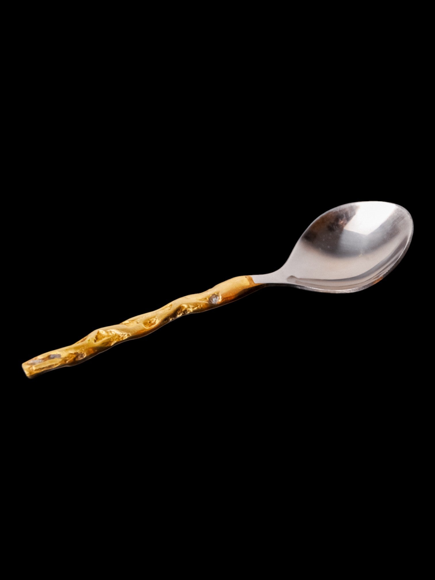 Brutalist teaspoon by David Marshall, Set of 3, bronze and aluminum, Spain, 1980