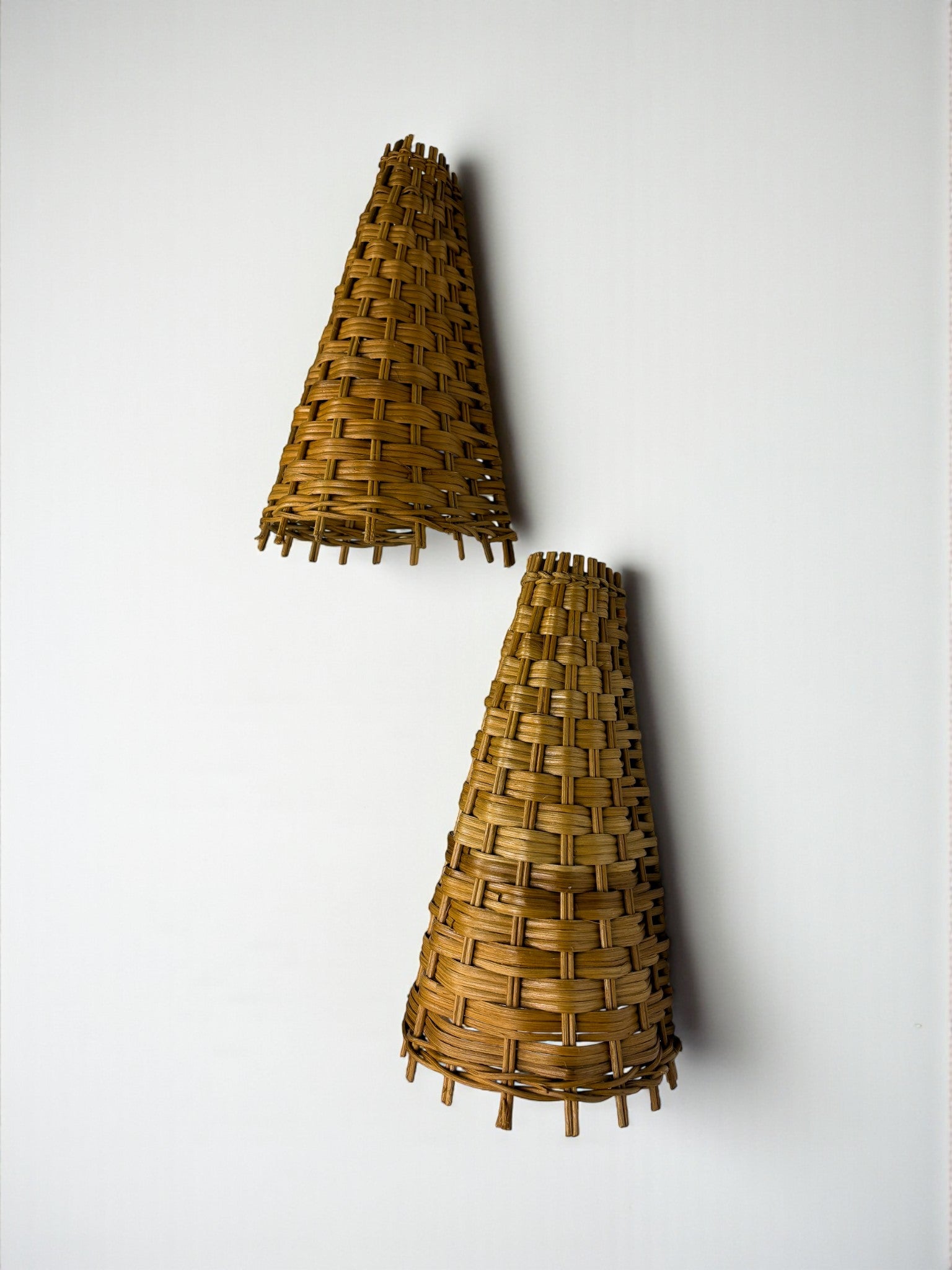 Pair of Mid-Century Rattan Wall Shade, Italy, circa 1960s