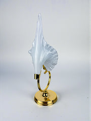 Italian White Calla Lily flower table lamp, murano glass, 1970's