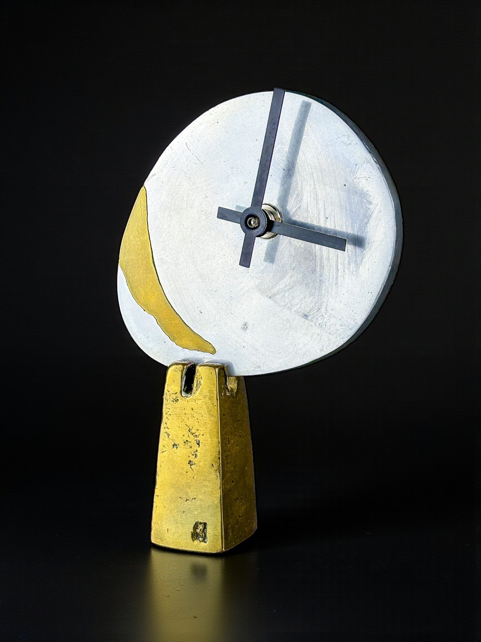 Brutalist clock by Art3, Bronze and aluminum, Spain, 1980's