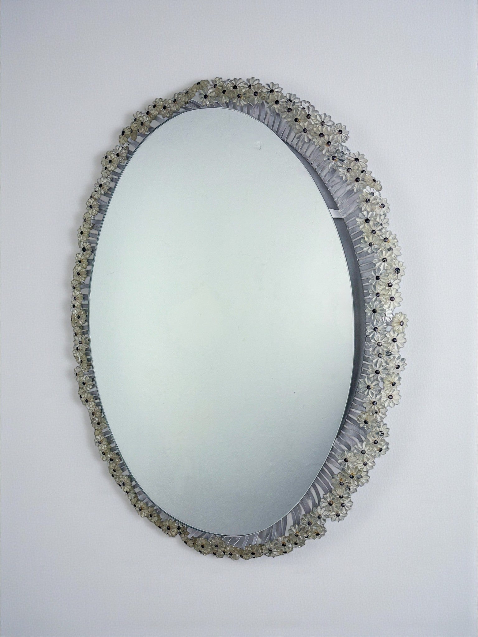 Large Emil Stejnar Floral Glass Mirror for Rupert Nikoll, Austria, 1950s