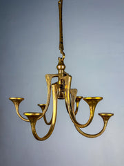 Brutalist Michael Harjes Hanging Candelabra in Bronze, 6 arms, Germany, 1960's