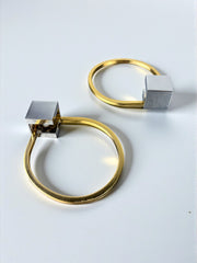 Pair of Romeo Rega style Towel Rings , Gilt Brass & Chrome, Italy, 1980s