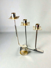 Art Deco 3-Flame Candelabra in Stainless Steel, France