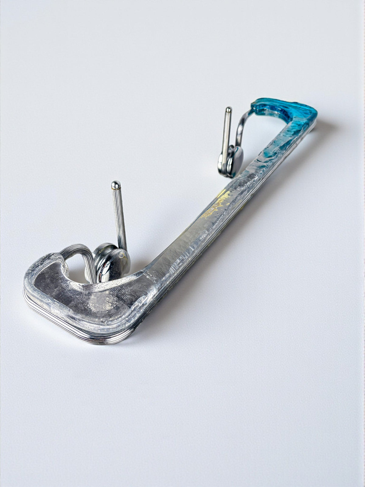 Mazzega Clear & Blue Murano Glass Towel Rack, Italy, 1970s