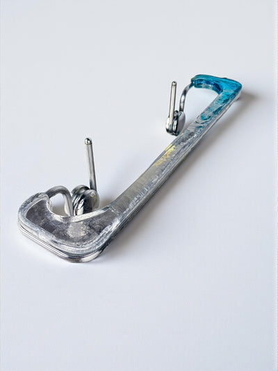 Mazzega Clear & Blue Murano Glass Towel Rack, Italy, 1970s