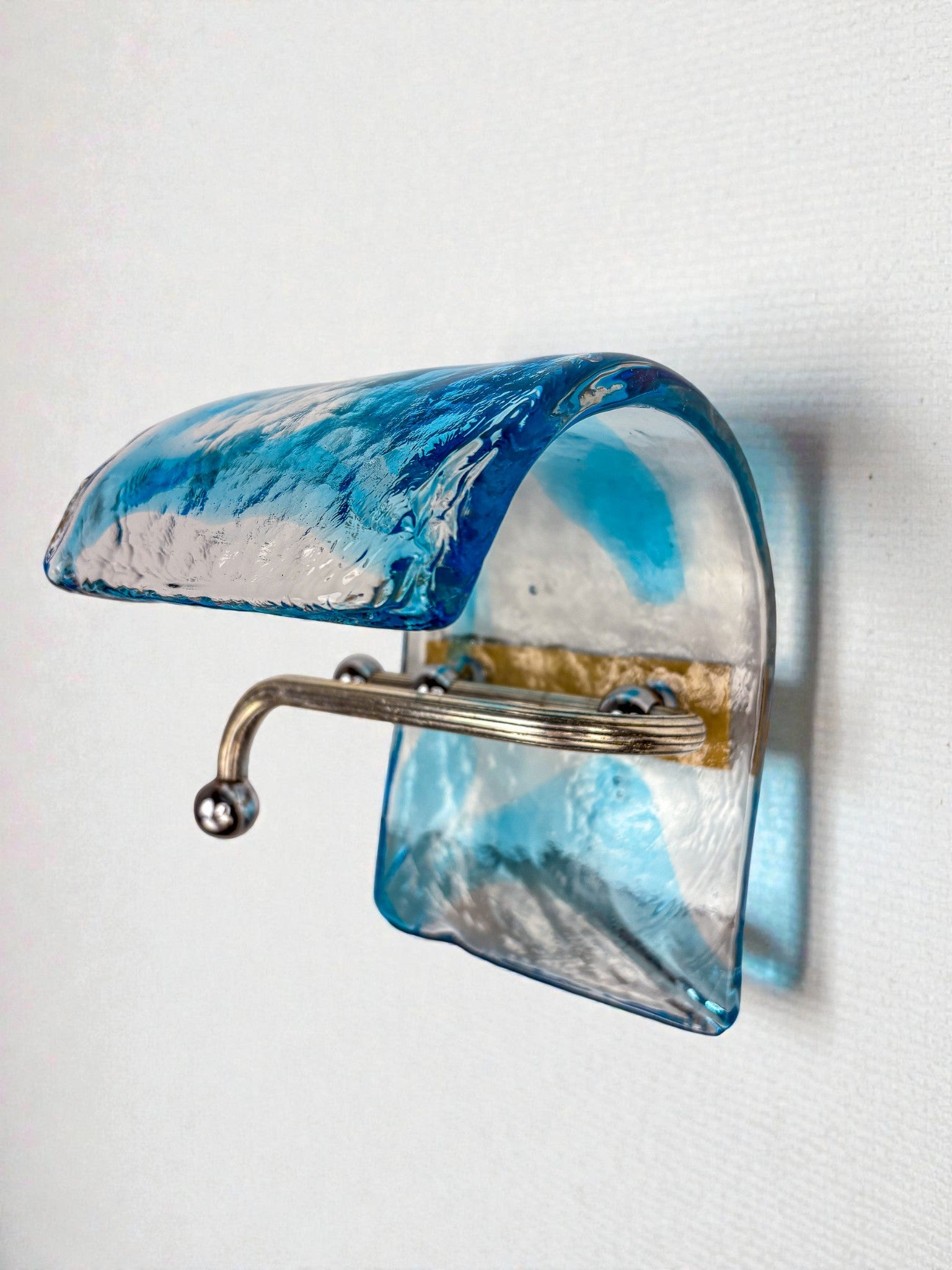 Mazzega Clear & Blue Murano Glass Toilet Paper Holder, Italy, 1970s