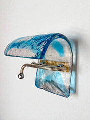 Mazzega Clear & Blue Murano Glass Toilet Paper Holder, Italy, 1970s