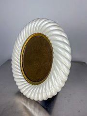 Tommaso Barbi White Ceramic and Brass Italian Picture Frame, 1970's