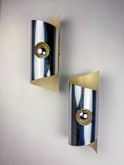 Pair of Space-Age wall Sconces, Max Sauze's style, France, Circa 1970's
