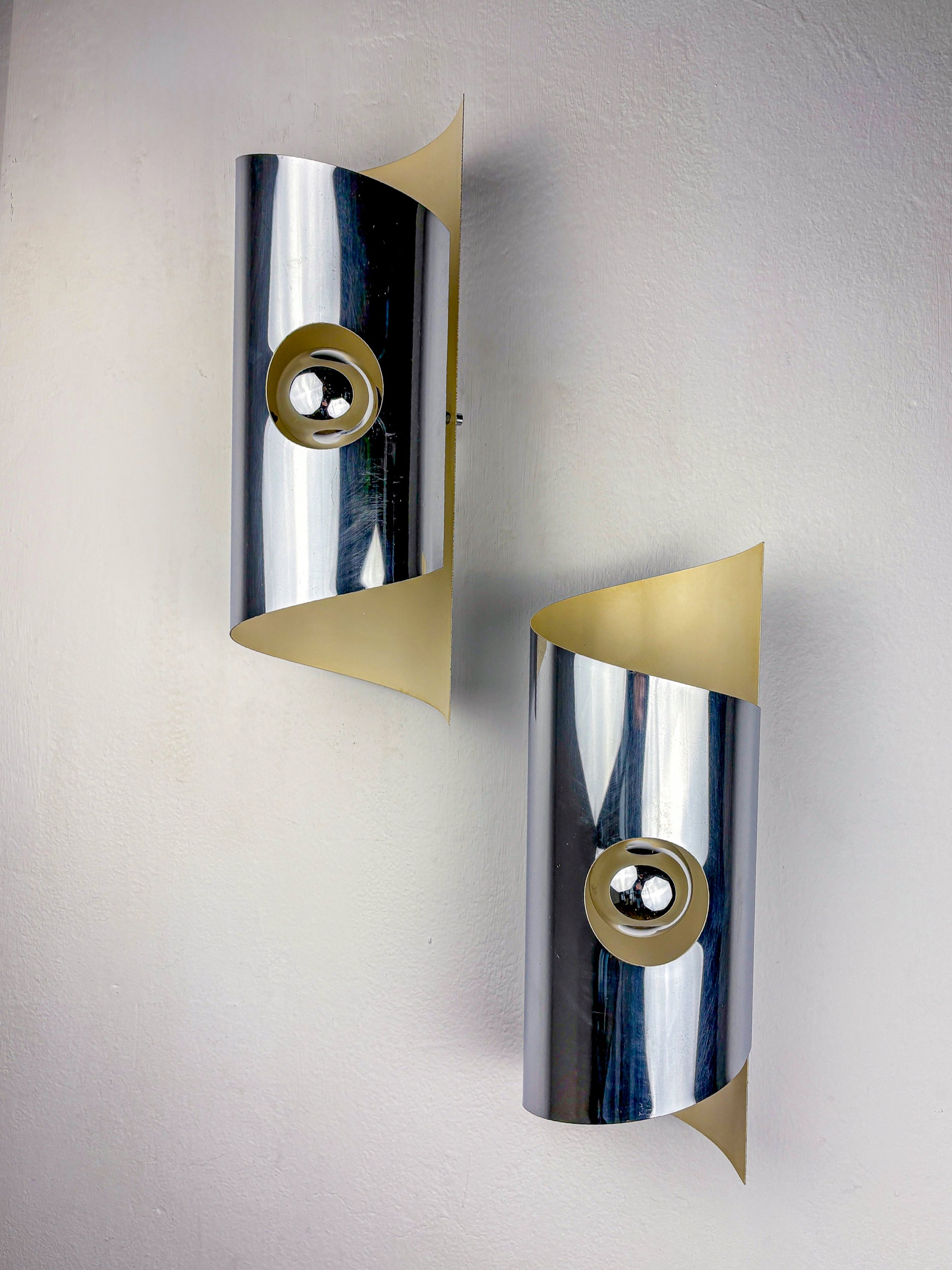 Pair of Space-Age wall Sconces, Max Sauze's style, France, Circa 1970's