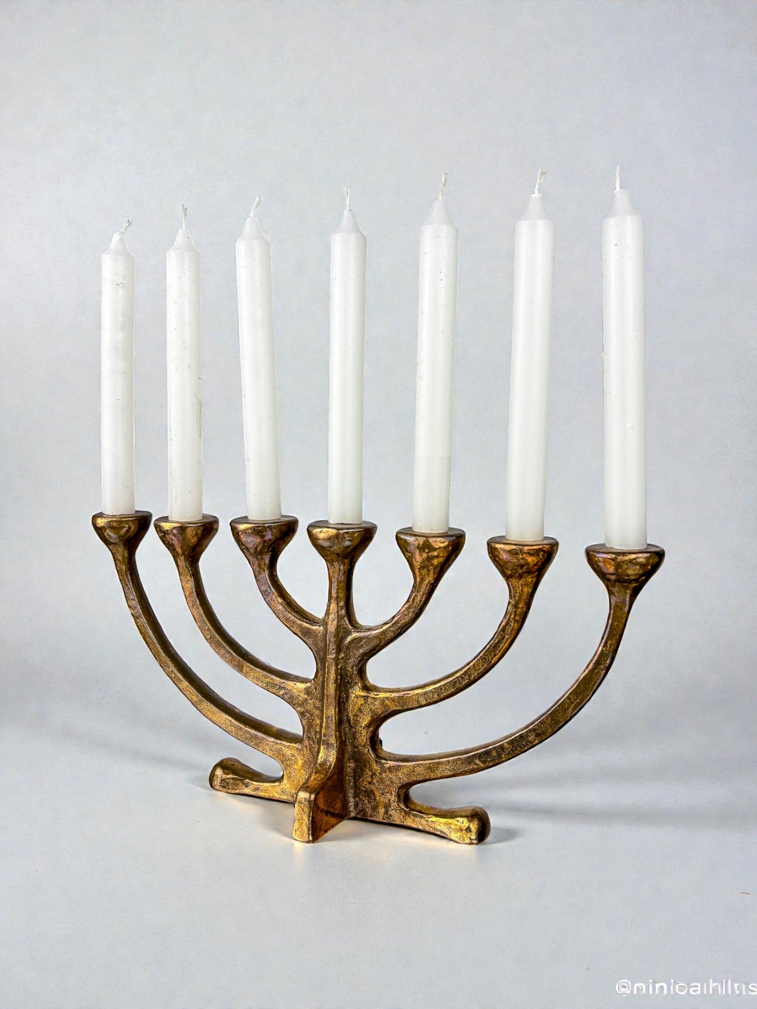 Brutalist Michael Harjes Menorah Candelabra in Bronze, Germany, 1960's