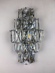 Kinkeldey XL 5-Tier Cut Crystal Wall Sconce, Germany, 1970s