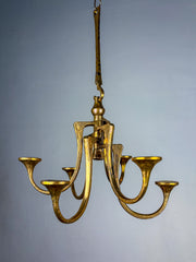 Brutalist Michael Harjes Hanging Candelabra in Bronze, 6 arms, Germany, 1960's