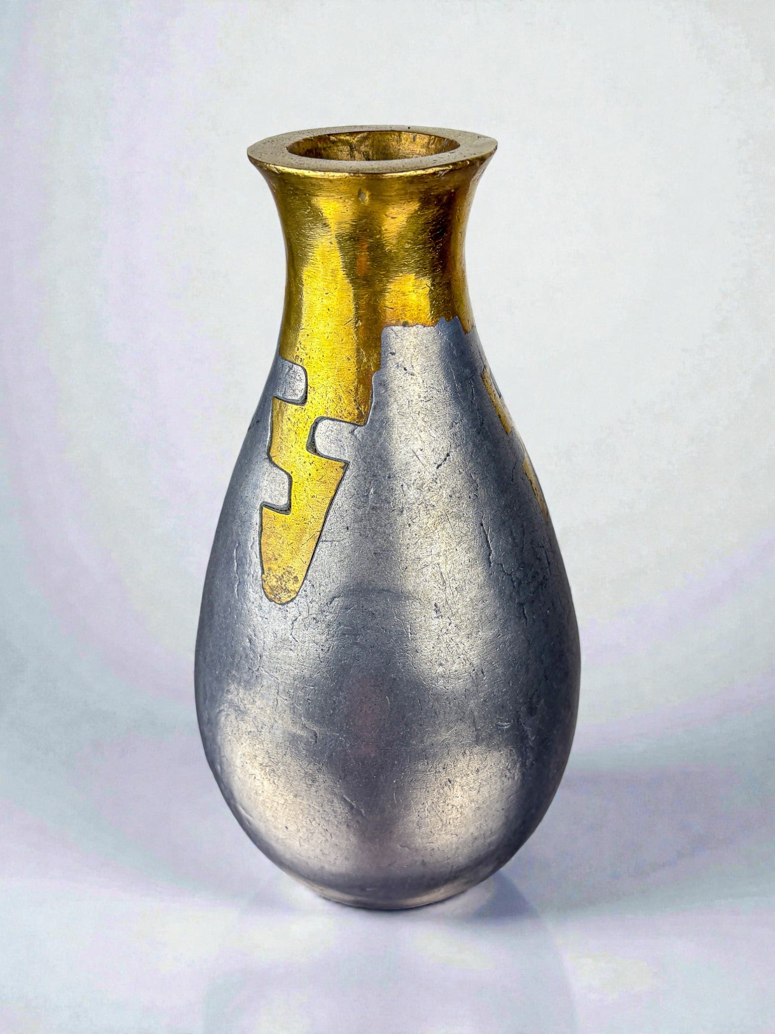 Brutalist Vase by Art3, Bronze & Aluminium, Spain, 1970