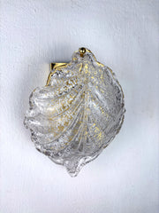 Mid-century Leaf Wall Sconce, Frosted Murano glass, Circa 1960's