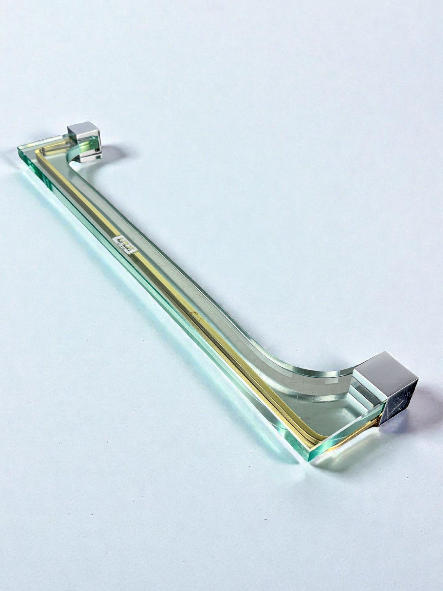 Murano Glass Towel Rack with Gilt Brass & Chrome, Italy, 1980s