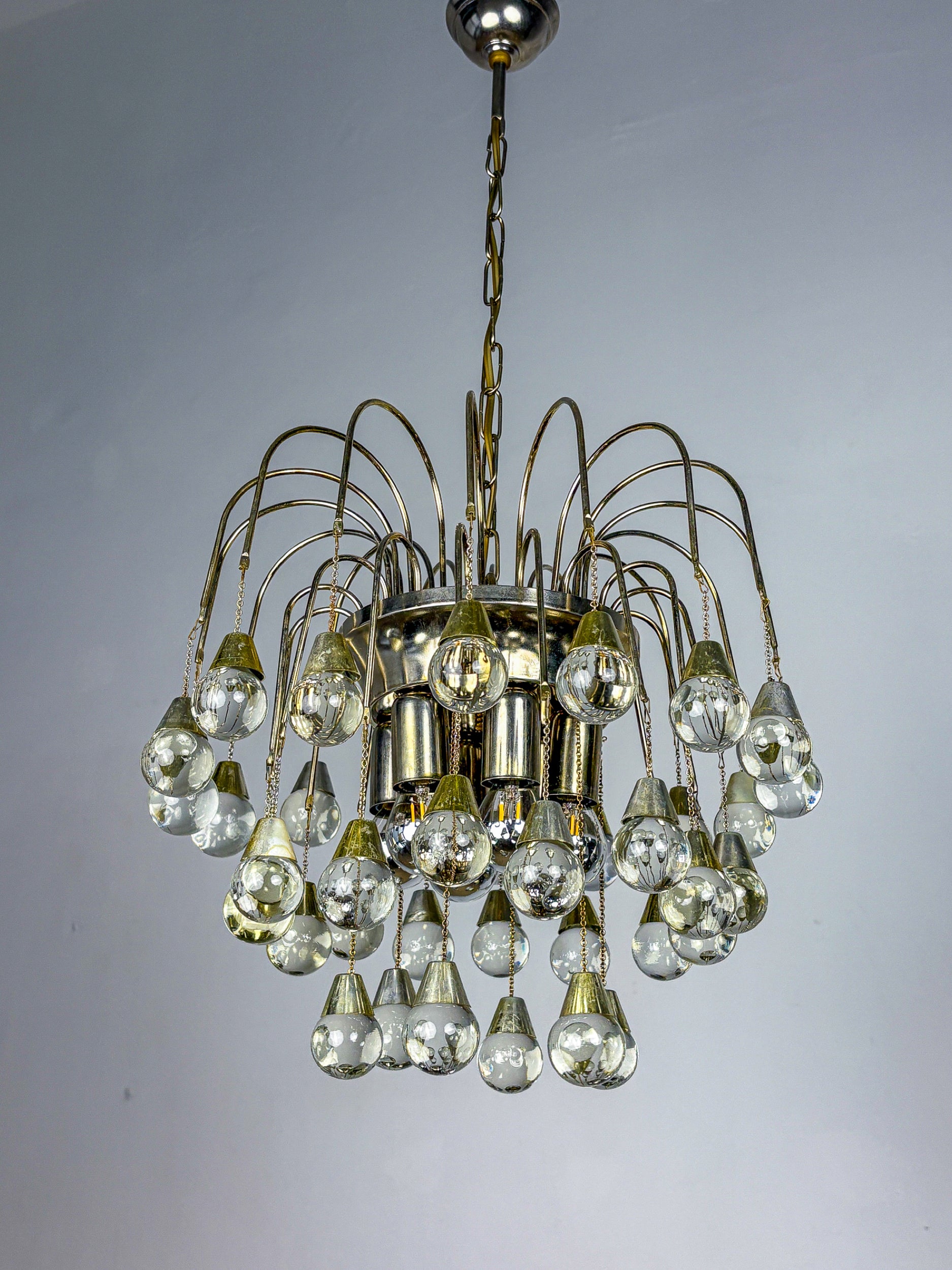 Gaetano Sciolari cascade chandelier for Venini, murano glass drops, italy, 1970's