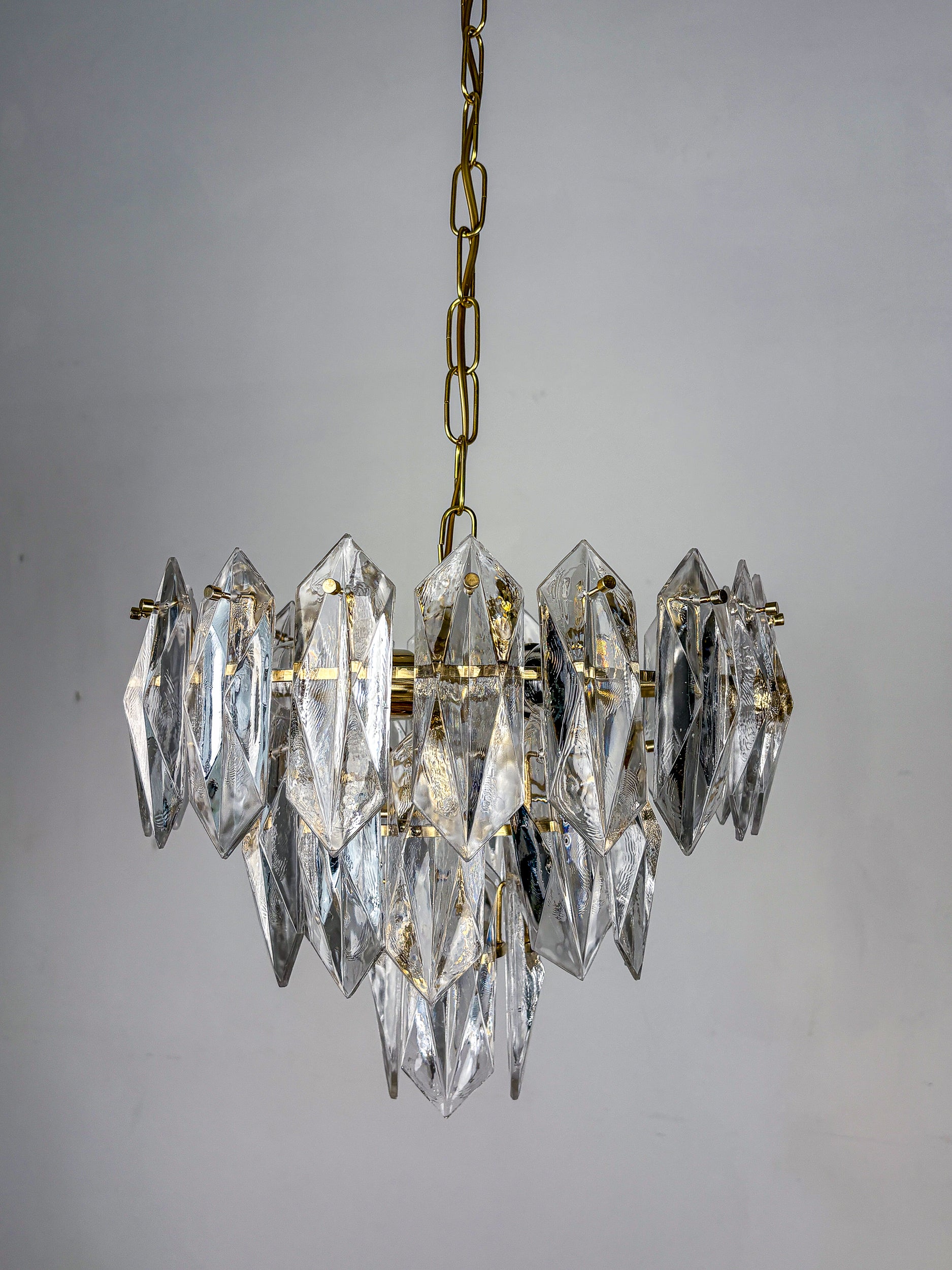 JT Kalmar chandelier, cut glass, 3 levels, Austria, Circa 1970's