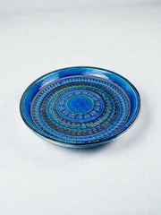 Large Rhimini blue ceramic Centerpiece by Aldo Londi for Bitossi, Italy, 1960's