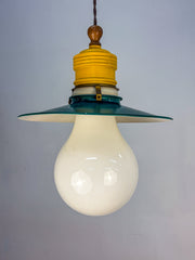 Metalarte XL "Bulb" Ceiling Pendant, White Opaline Glass, Spain, 1970s