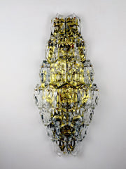 Kinkeldey XL 7-Tier Cut Crystal Wall Sconce, Gilt Brass, Germany, 1970s