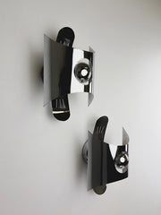 Pair of chromed space age wall lights, Italy, 1970's