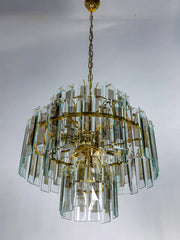Veca cascade chandelier, 3-tiers murano glass, Italy, 1970s