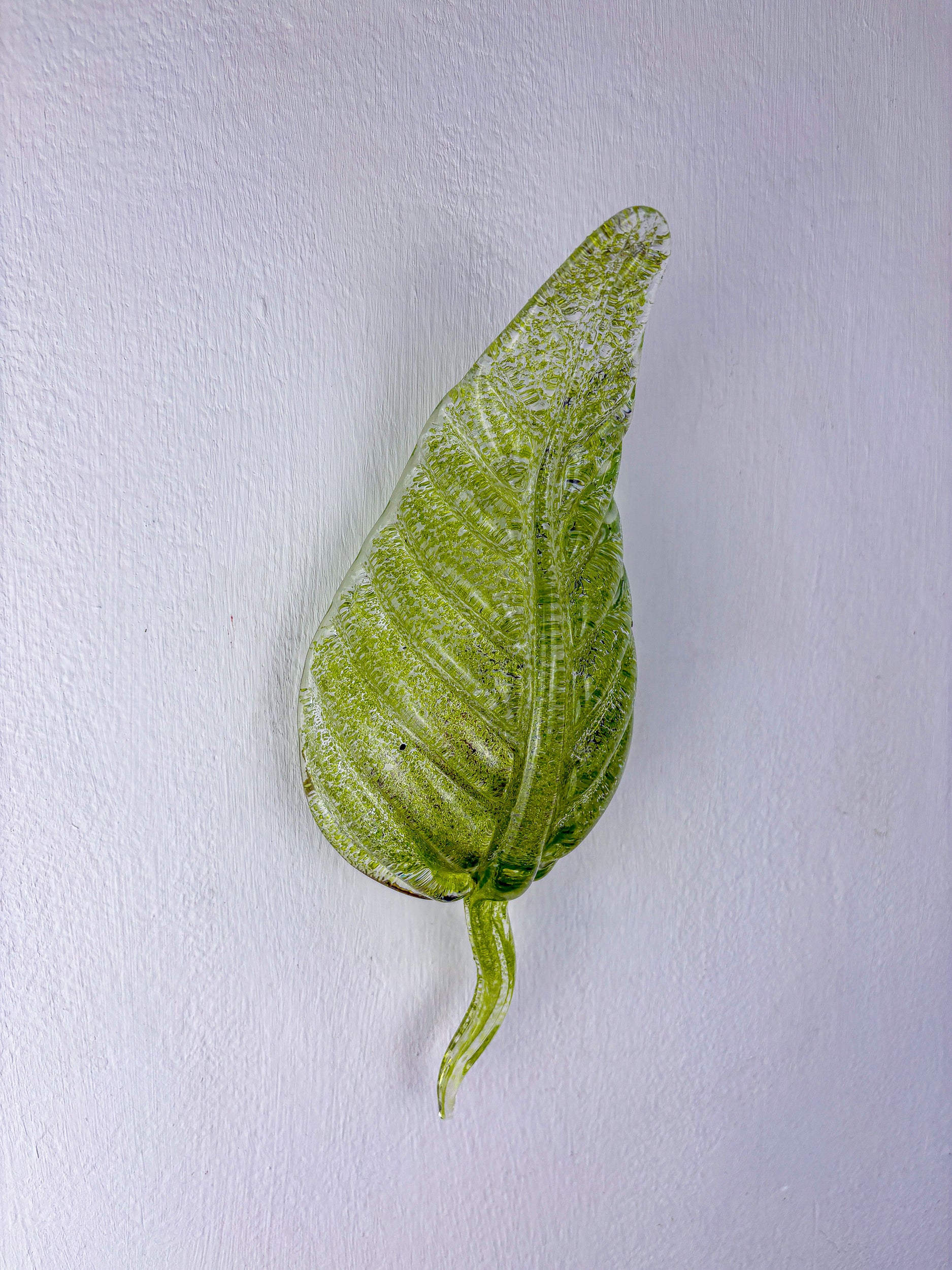 Barovier & Toso Leaf-Shaped Wall Sconce, Green Murano Glass, Italy, 1960's
