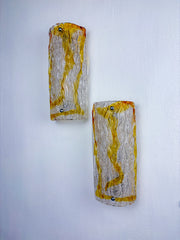 Pair of Murano Mazzega sconces, orange frosted glass, Italy, Circa 1960's