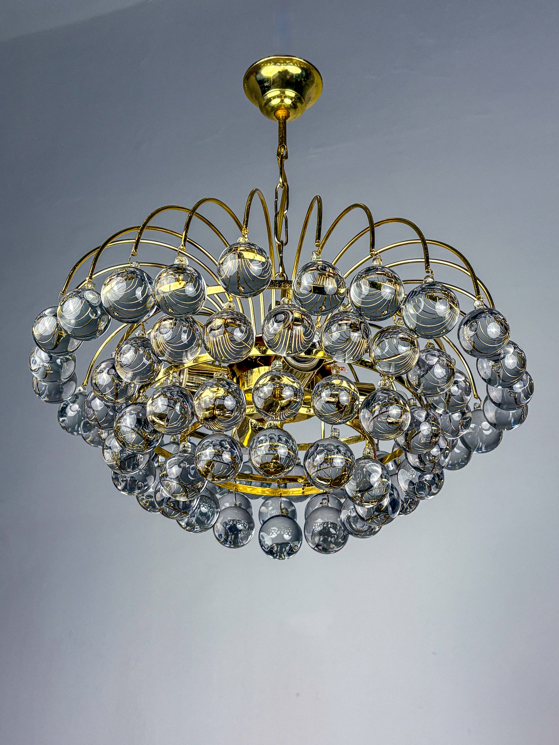 Gaetano Sciolari 4-tiers cascade chandelier for Venini, murano glass drops, italy, 1970's