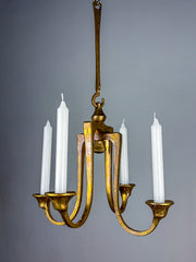 Brutalist Michael Harjes Hanging Candelabra in Bronze, 4 arms, Germany, 1960's
