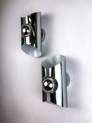 Pair of Space-Age wall Sconces, Max Sauze's style, France, 1970's
