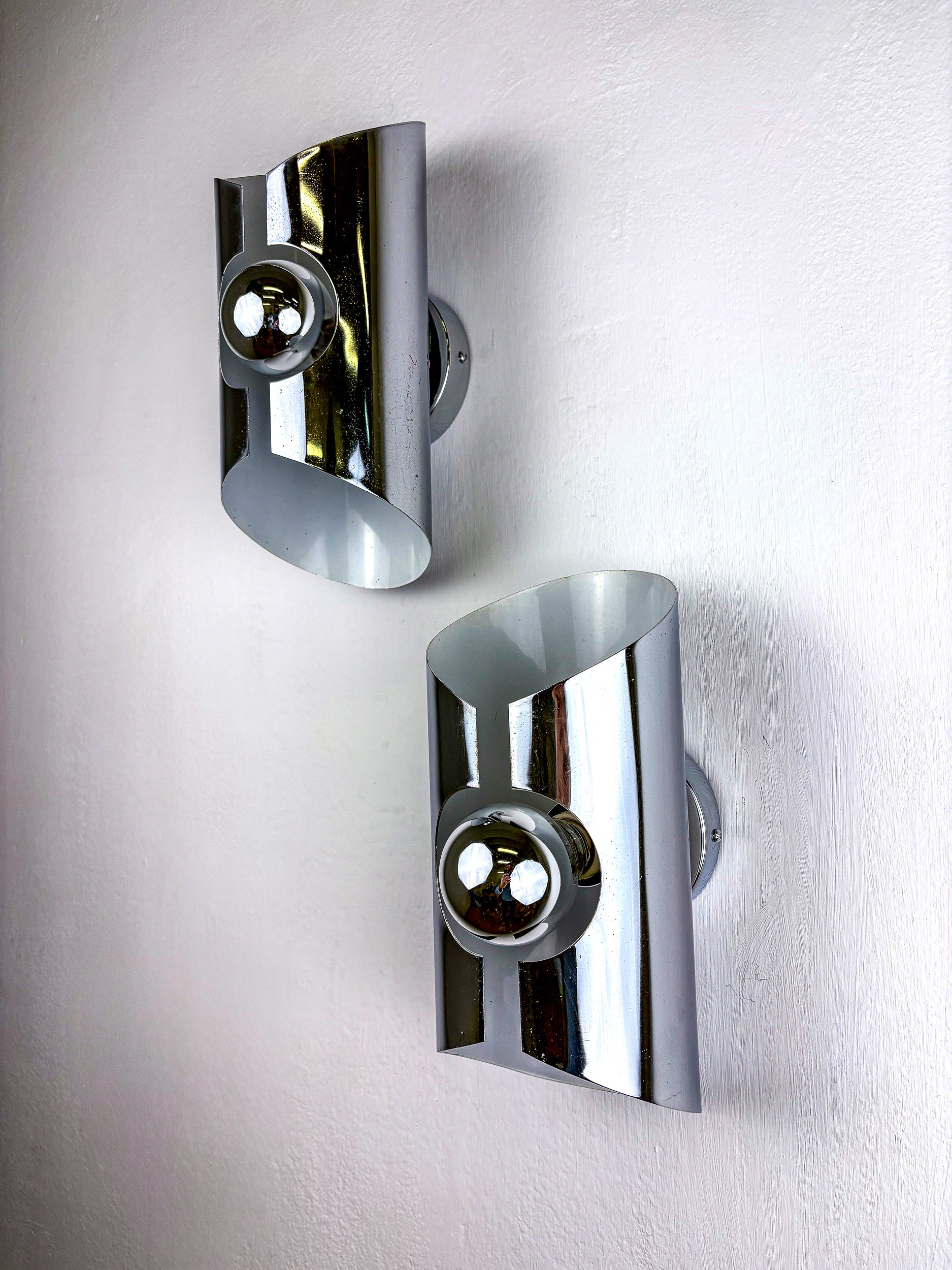 Pair of Space-Age wall Sconces, Max Sauze's style, France, 1970's