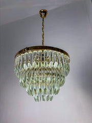 Four-Tier Murano Cut Glass Chandelier by Venini, Italy 1970s