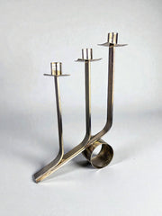 Art Deco 3-Flame Candelabra in Stainless Steel, France Circa 1970s