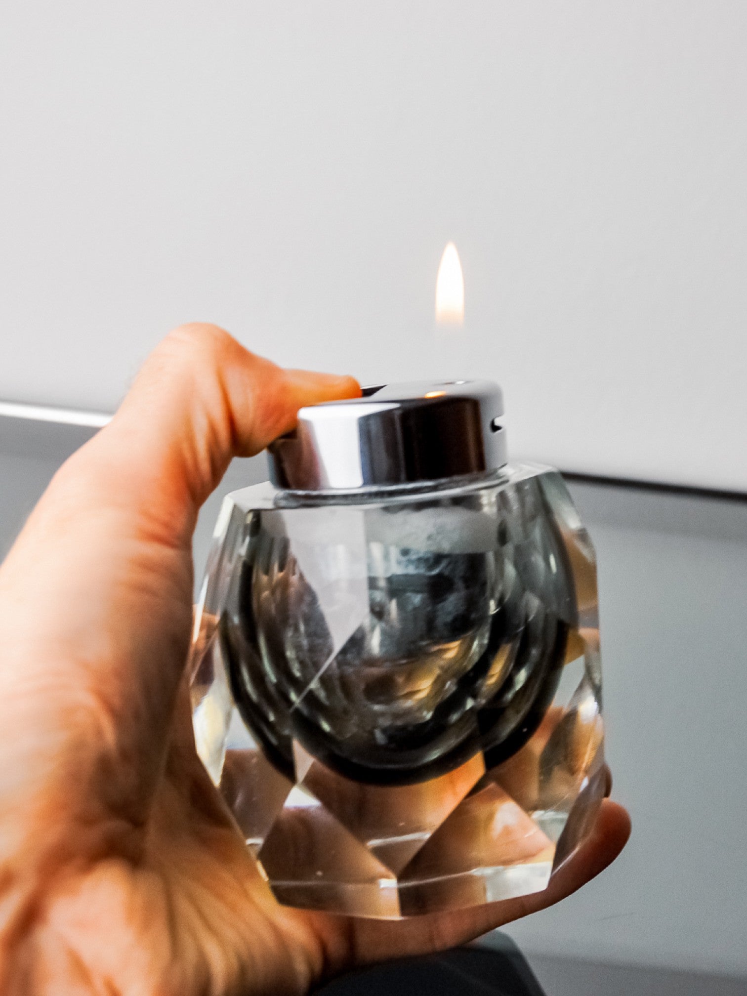 Faceted Sommerso Lighter by Seguso, Murano, Italy, 1970's