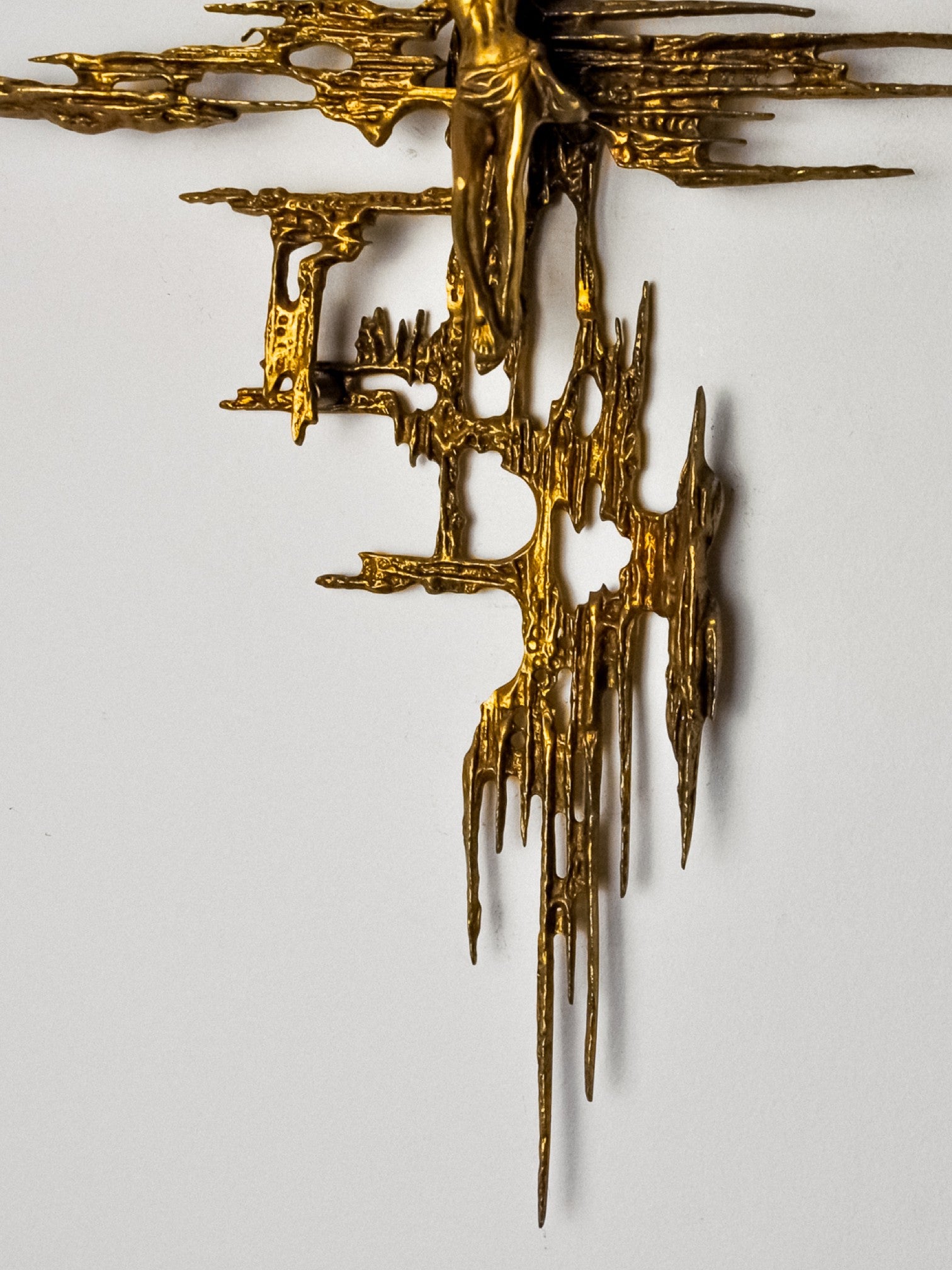 Brutalist Crucifix in brass after Dali's painting, Spain, 1970
