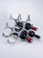 Brutalist bottle rack by Art3, brass and aluminum, Spain, 1980