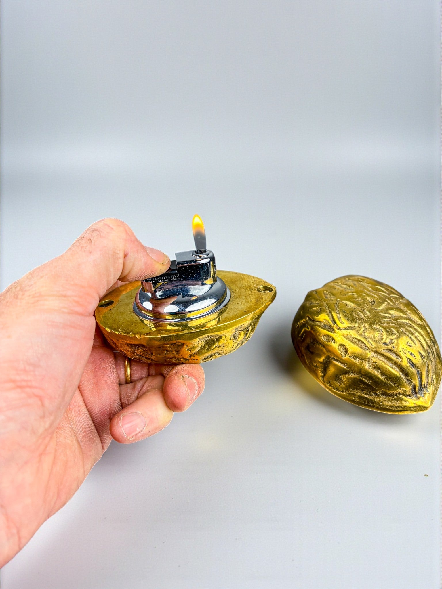 Walnut-Shaped table Lighter in Bronze, Italy 1970’s