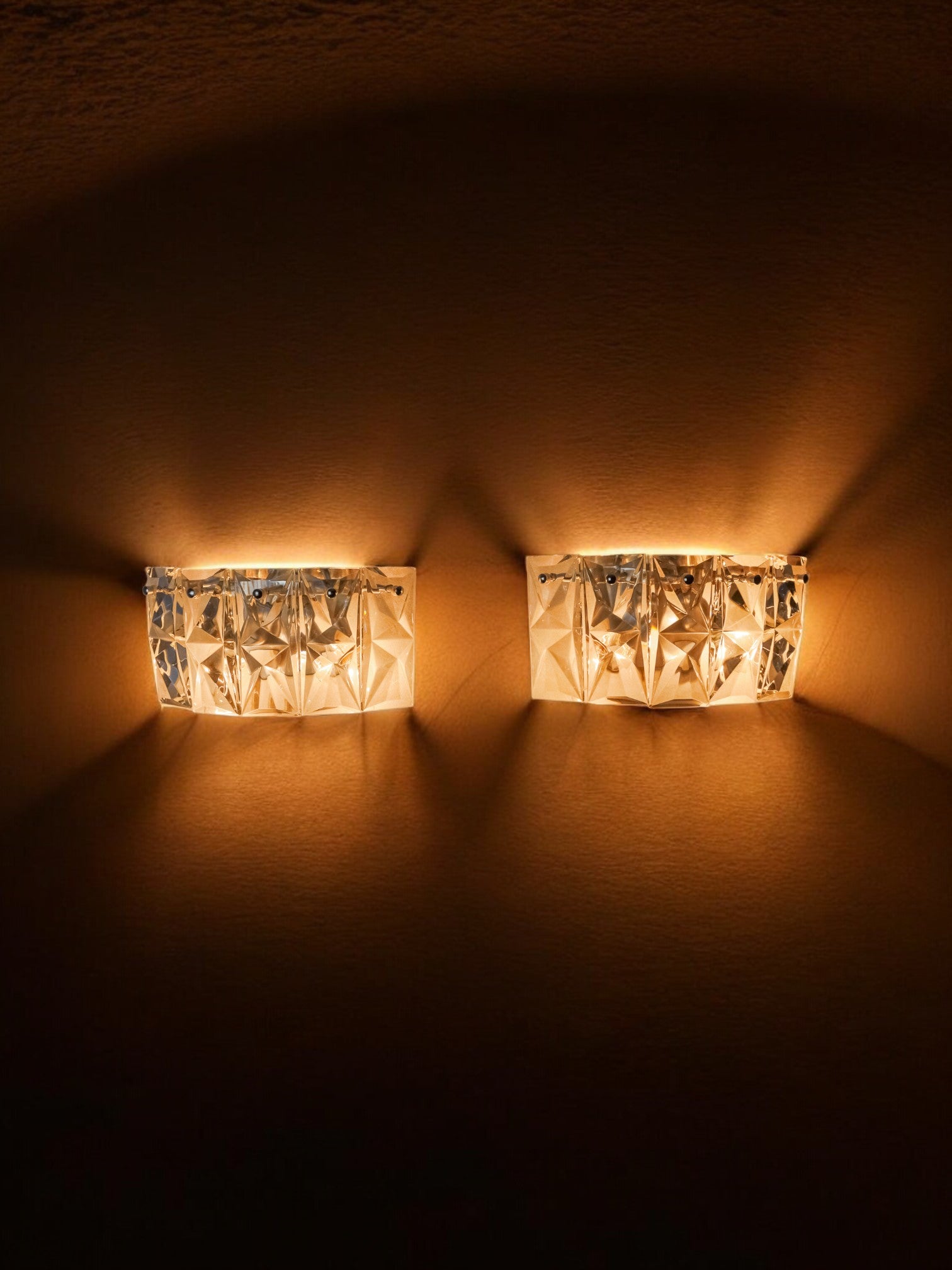Pair of Kinkeldey sconces, cut crystals, Germany, 1970