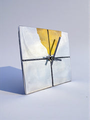 Brutalist Clock by Art3, Brass & Aluminium, Spain, 1980s