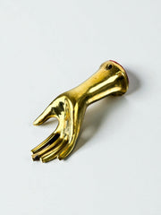 Bronze Hand-Shaped Wall Hook, Gilded Finish, Italy, 1970s