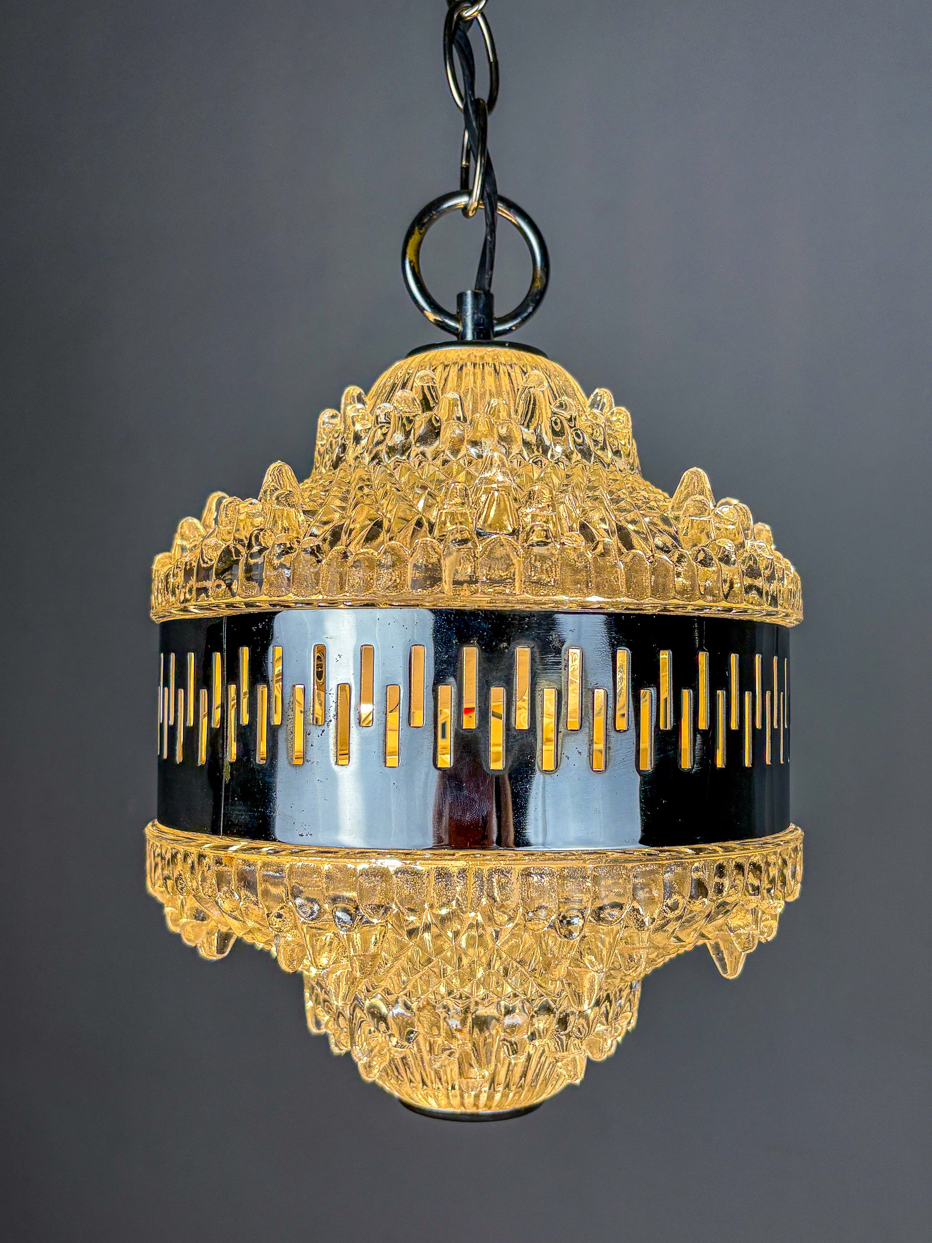 Kaiser Leuchten Chandelier, frosted glass, Germany, 1960's