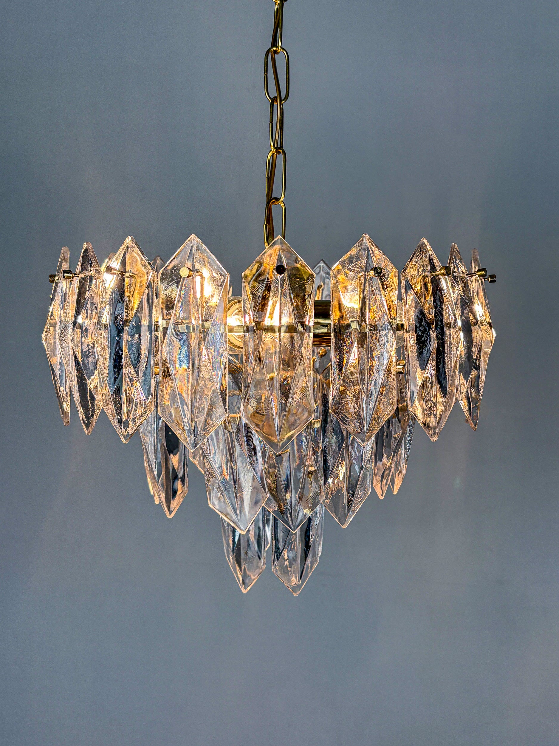 JT Kalmar chandelier, cut glass, 3 levels, Austria, Circa 1970's